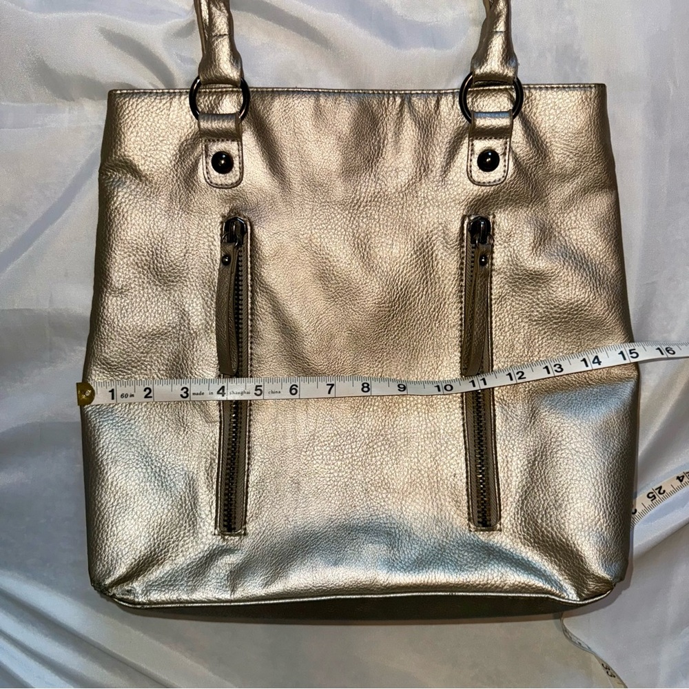 Metallic Gold Women's Large Shoulder Tote Bag by‎ LP Blue Inea Pels - Picture 8 of 14